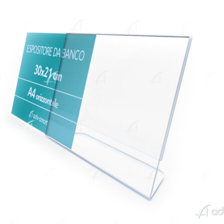 PAJADA - espositore a4, plexiglass trasparente, Pack da 3 con base a L,  porta menu, per listini, avvisi da banco, portaprezzi