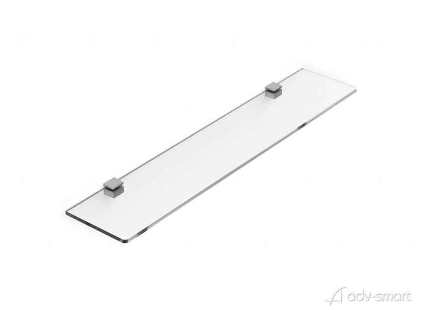 Mensola in plexiglas trasparente 75x15 cm con reggimensola silver
