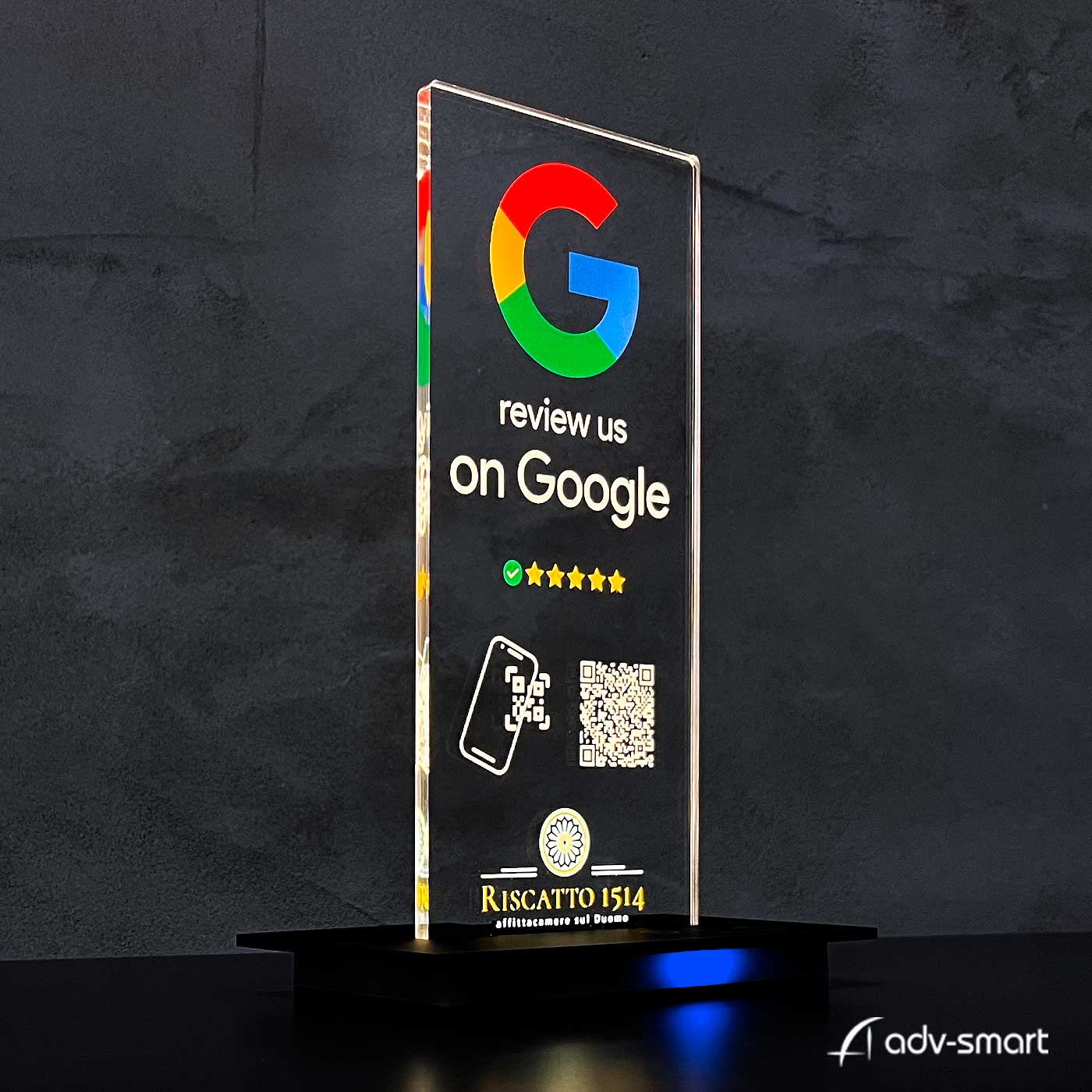 Espositore LED raccogli recensioni su Google